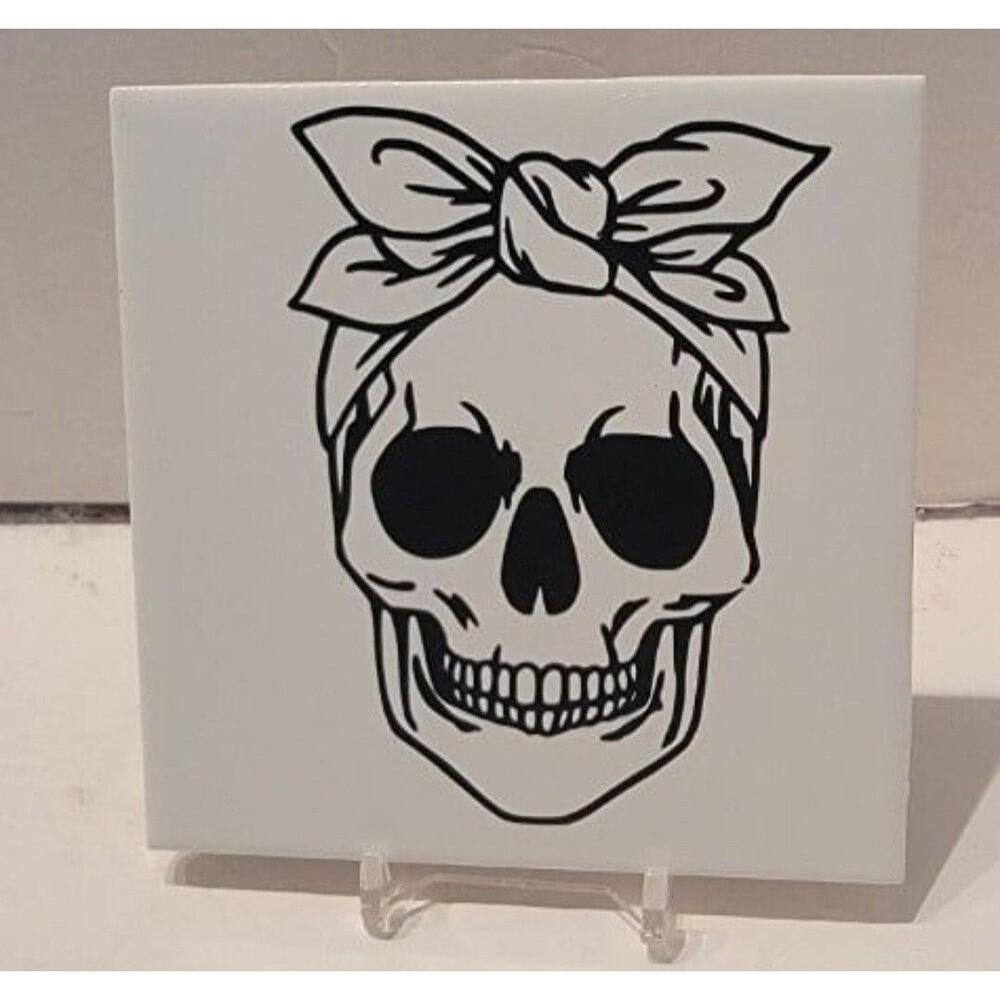 Female Skull Ceramic Tile Coaster